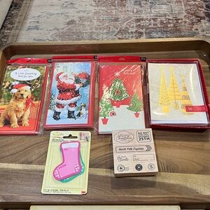22 Hallmark Money/Gift Card Holder 16 Christmas Cards, Post-it Tags, Wood Stamps